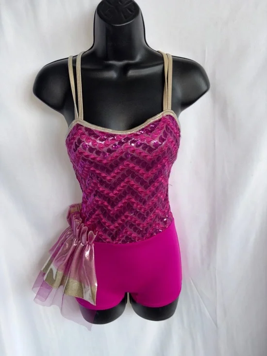 Curtain Call Dance Costume, Jazz Sequin Tap Spandex, sz CLA