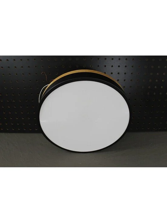 Modern Round LED Flush Mount Ceiling Light Black Wood Accent