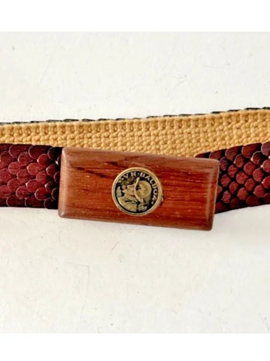 Vintage Wood Scale's Design Belt VN Balboa Coin on Zitan Rosewood Buckle