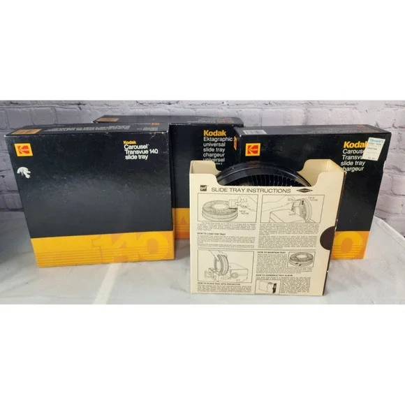 Kodak‎ Carousel Transvue Lot of 4 Slide Trays 140 X 2 & 80 x 2