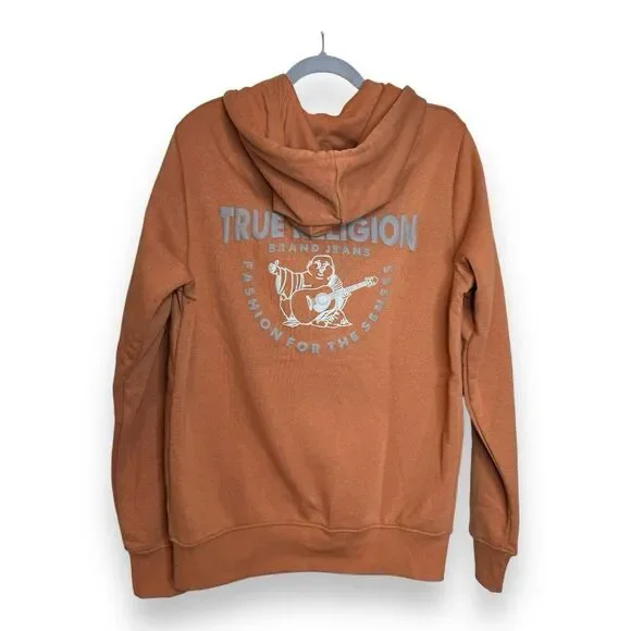 $119 True Religion Buddha Hoodie Adult Size L Color Mandarin‎ Full Zip New
