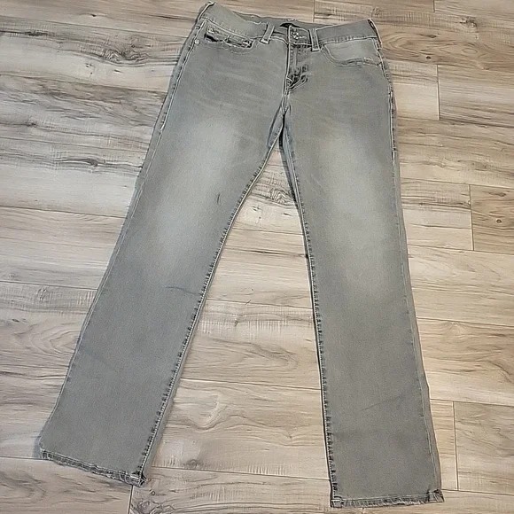 True Religion‎ Ricky Jeans Mens 32x33 Gray Relaxed Straight Denim Flap Pockets