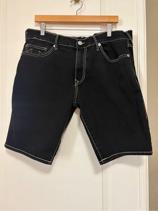 🪷🖤True Religion Black Denim Ricky Relaxed Straight Shorts🖤🪷