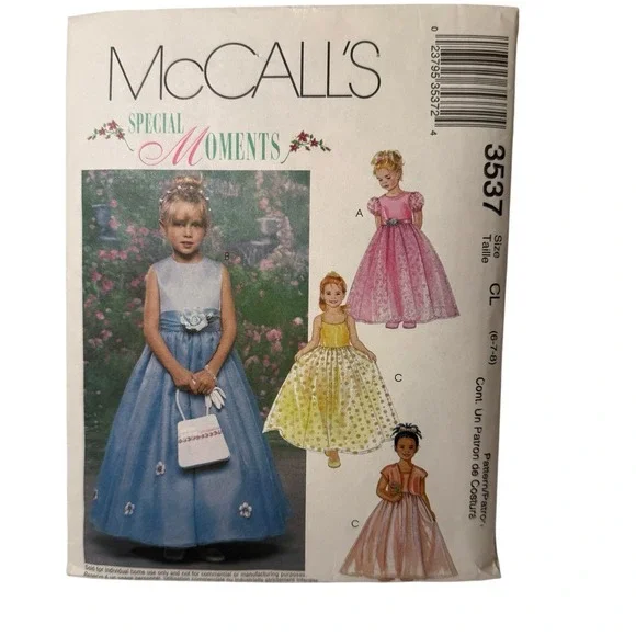 McCall's‎ Formal Dresses Girls Size 6-8 CUT Pattern 3537 Special Moments