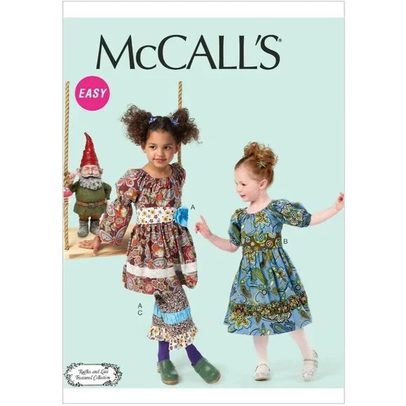 McCall's Sewing Pattern 6594 Girls Tunic Dresses‎ Belts Pants Size 2-5