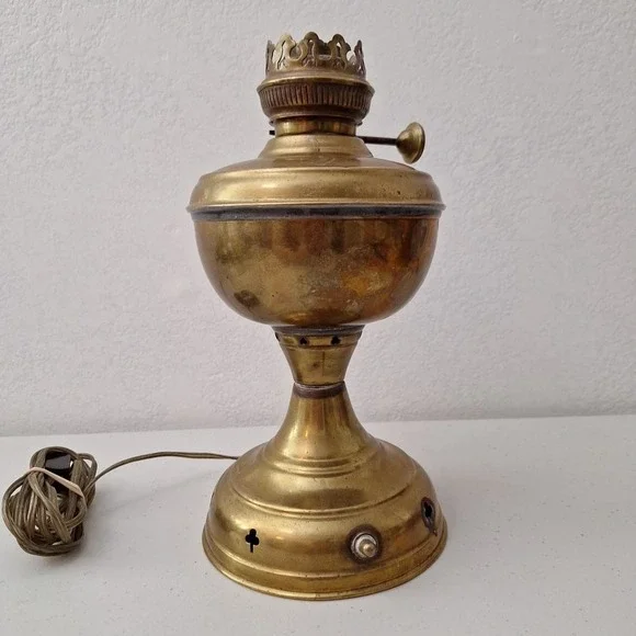 Vintage Otto Muller 1880 Russian Kerosene Oil Lamp -‎ Brass Antique Miracle Lamp