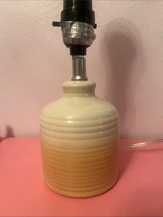 Small Ceramic Lamp Base in Cream and Yellow Ombre