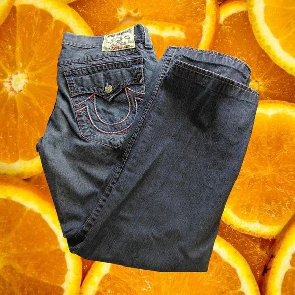 True Religion Straight Leg Jeans Mens Dark Wash Denim‎ Size 38