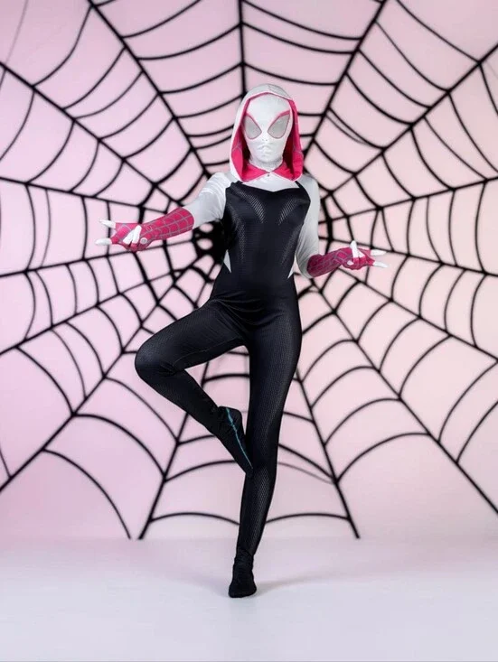 Adult Spider-Gwen Zentai Halloween Cosplay Suit by JAZWARES, XS