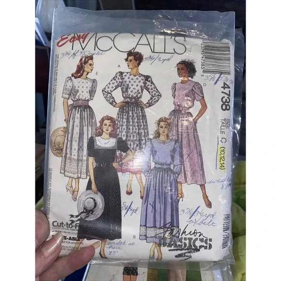 4738 Vintage McCalls SEWING Pattern Misses 1990s Dress Jewel Neckline 10-14