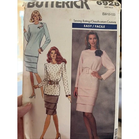 Butterick 6928 Vintage 80s Sewing Pattern Misses Top Tiered Skirt Size 14-18 UC