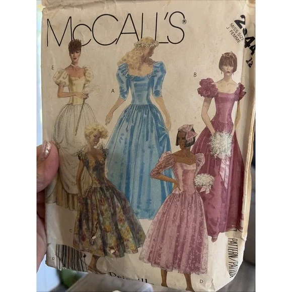 McCalls 2344 Sewing Pattern Priscilla Princess Dress Size 12 80s Bridesmaid Cut