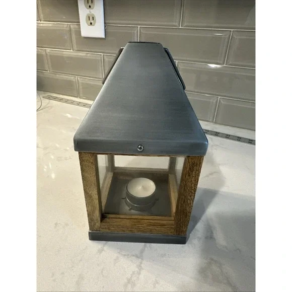 West‎ Elm Metal/Wood Lantern 8