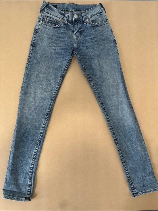 True Religion Geno Relaxed Slim Jeans Blue Medium Wash No Flap Size 27 Men's