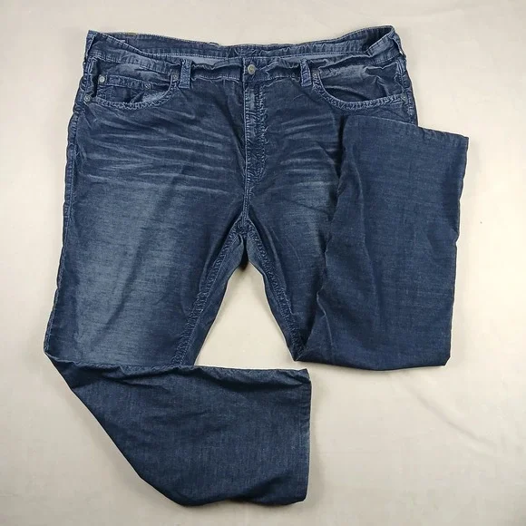 True Religion Ricky 50x31 Mens Pants Stretch Corduroy Navy Blue