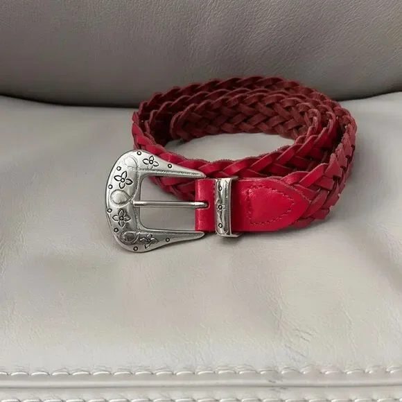 Ribco Braided Leather Belt with Silver Buckle