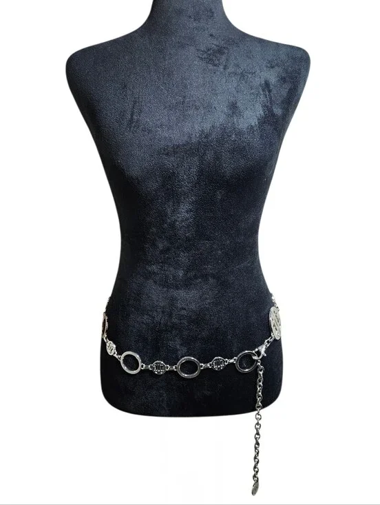 Antonio Melani Vintage Y2K Silver Chain Link Statement Waist Belt One Size