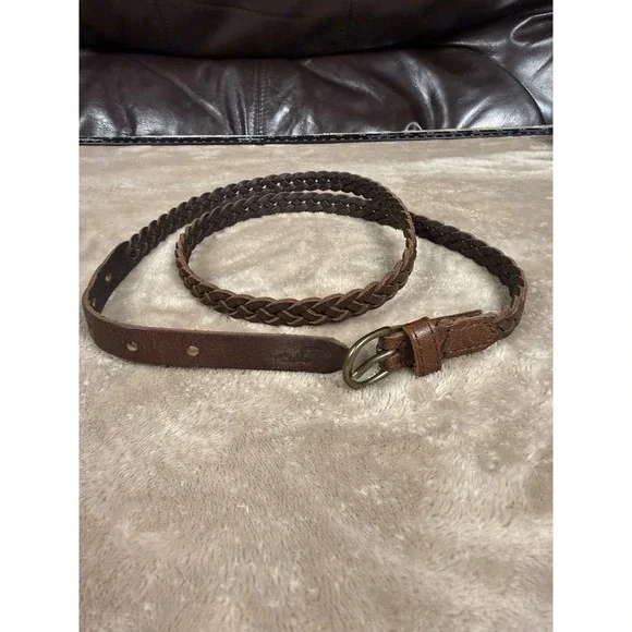 Y2K Braided Leather Holister Belt Women's L 35-37 Braided Gently Worn Brown