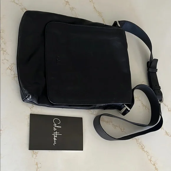 Cole Haan Black Leather Crossbody Messenger Bag