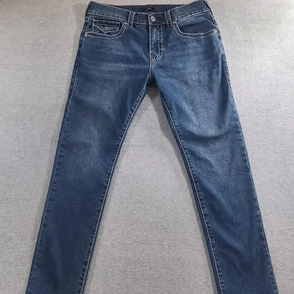 True Religion Rocco Big T Relaxed Skinny Jeans Y2K Dark Wash 33