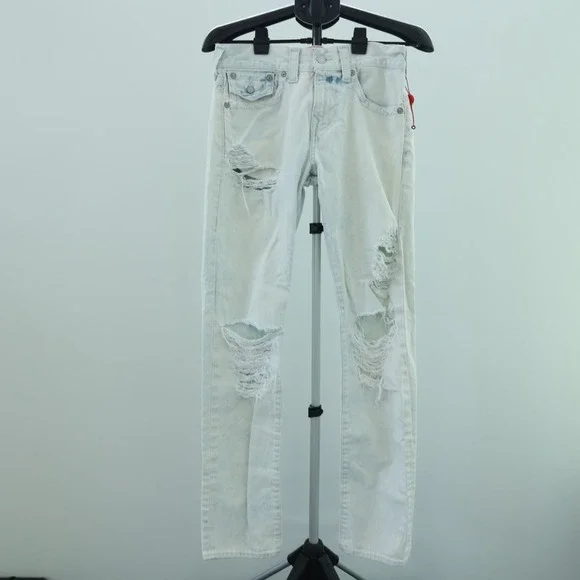 True Religion Geno Jeans Men's 30 x 32 Worn Sunfaded Relaxed Slim Fit Distressed