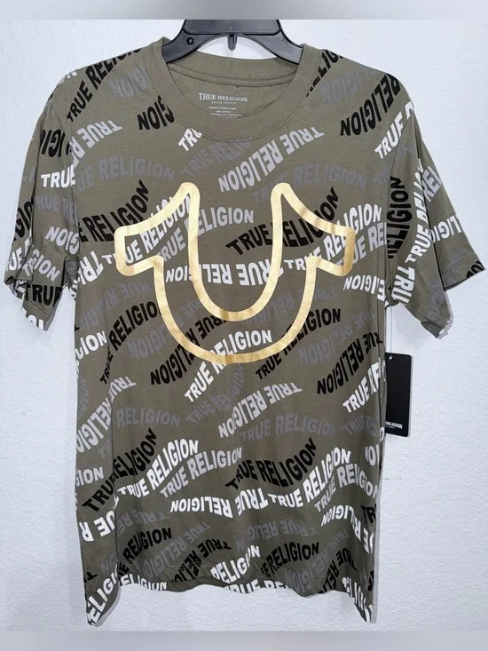True Religion wavy AOP T-Shirt - Kalamata. Size M. NEW