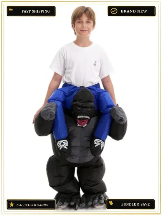 Inflatable Gorilla Piggy Back Rider Costume Kids Cosplay