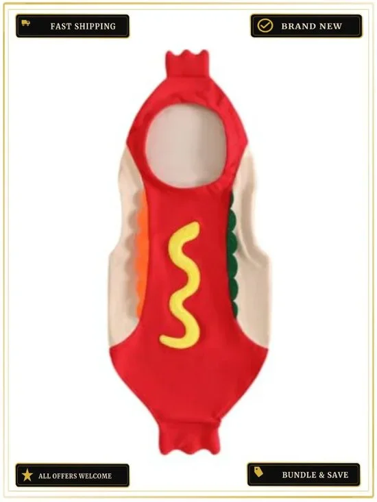 Toddler Hot Dog Halloween Costume Hooded Romper Kids