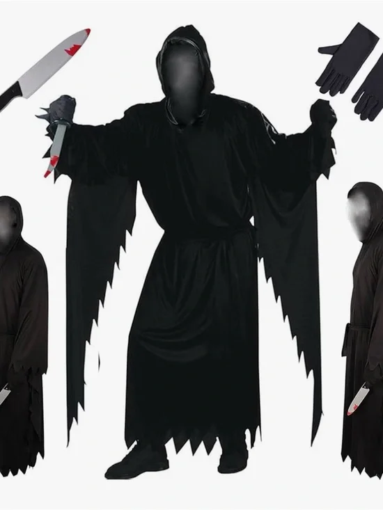Kids Black Hooded Costume with Jagged Sleeves (Scream) 👻
