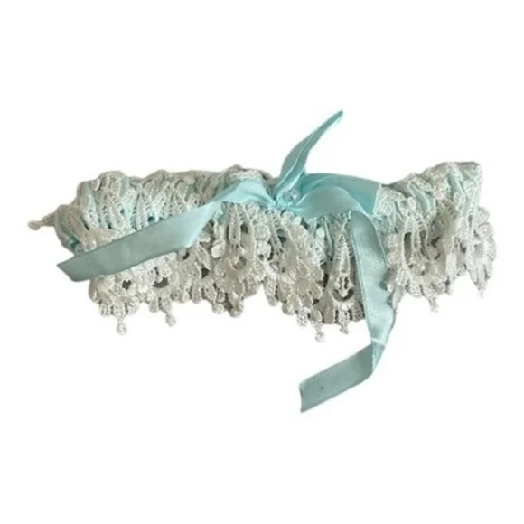 Secrets Resorts & Spas x Agent Provocateur Blue White Bridal Lace Garter NWOT