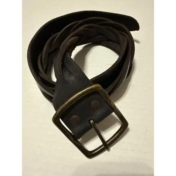 Gap Genuine Leather Partial Braided Belt w/ Solid Brass Buckle Size 36 M