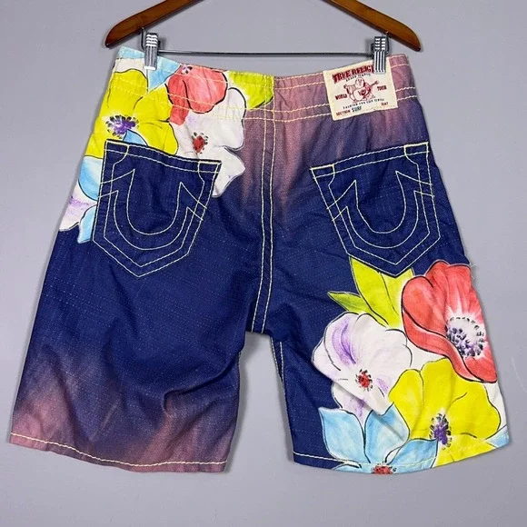 True Religion‎ Surd AOP Floral Board Shorts Mens Size 33 Y2K Summer Resort