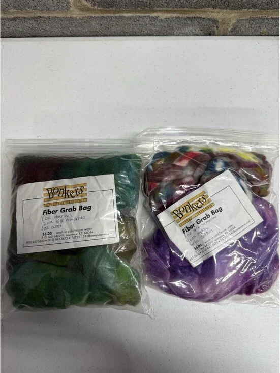 Bonkers Handmade Originals Fiber Grab Bag Mixed Color 2 Skein Lot