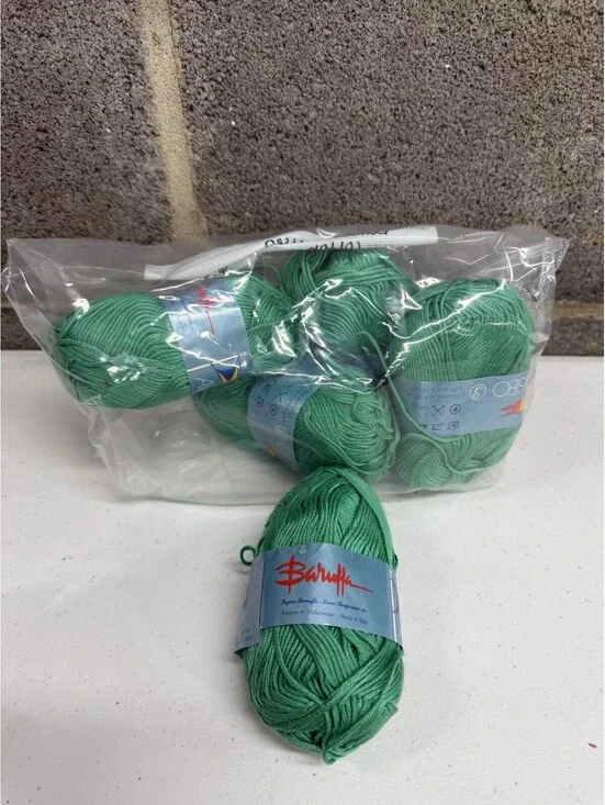Lane Borgoseia Baruffa 100% Cotton Yarn Green 985- 5 Skein Lot