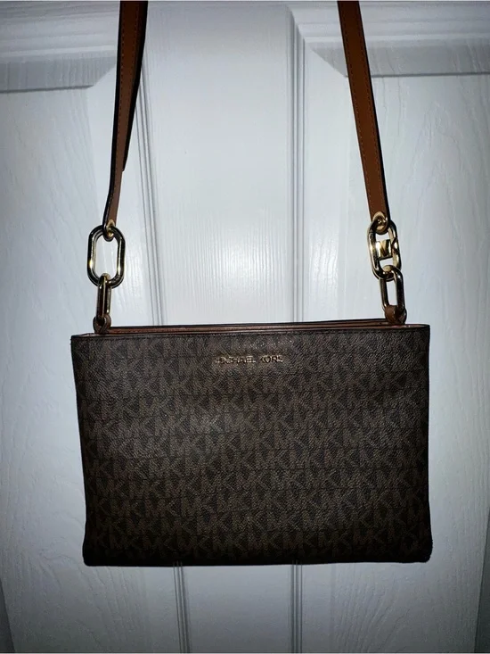 Michael Kors Brown MK Signature Crossbody Messenger