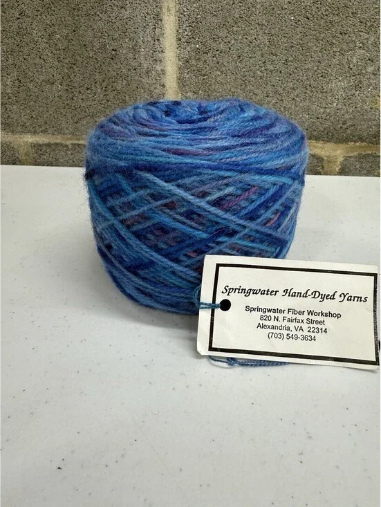 Springwater Fiber Workshop Hand Dyed Wool Yarn 613yds SW6-366 Blue 1 Skein