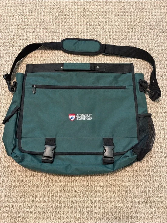 Green Messenger Bag by 4Imprint, U Penn logo