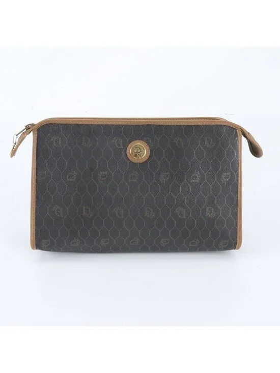 Dior Honeycomb Pattern Leather Clutch Pouch