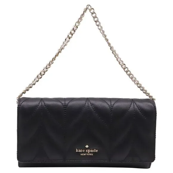 Kate Spade New York Briar Lane Quilted Milou Clutch Bag in Black Leather