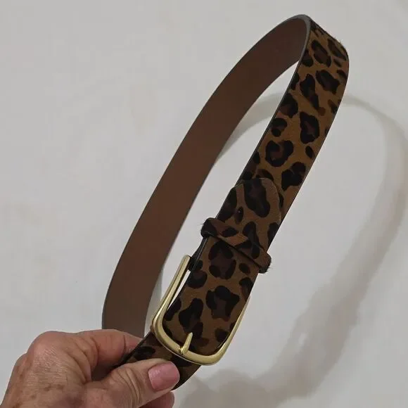 J Crew Cheetah Hair Belt (brass buckle) xs‎