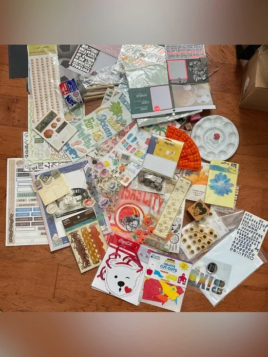 Huge 4+ Pound Craft Lot Scrapbooking Stickers New And Used Art Hobby Paper