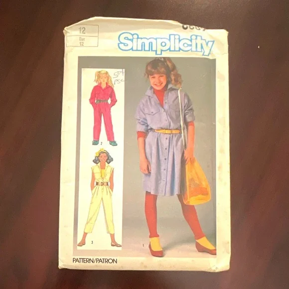Simplicity‎ 6689 Vintage 1984 Girls Jumpsuit and Dress Sewing Pattern Size 12