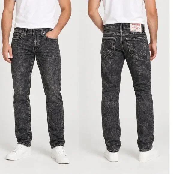 True Religion Black Section Skinny Old Multi Jeans 34 Y2K Grunge Acid Wash