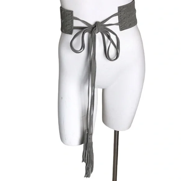 Linea Pelle Leather Belt Tassel Trim Ties Sz XS
