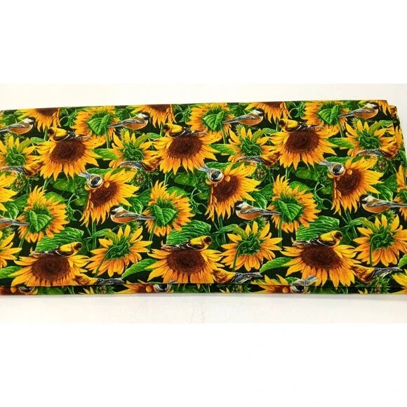 Wild Wings & Rosemary Millette Sunflower / Bird Print Fabric 6+ Yards