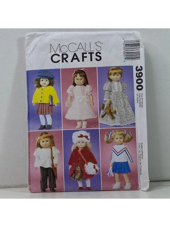 McCalls 3900 18 Inch Doll Clothes Pattern American Girl Uncut DIY Garments