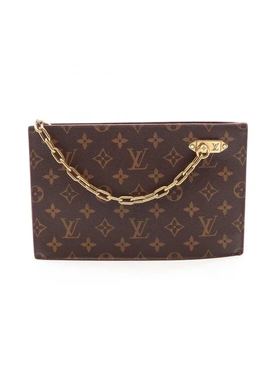 Louis Vuitton Clutch Chain Leather
