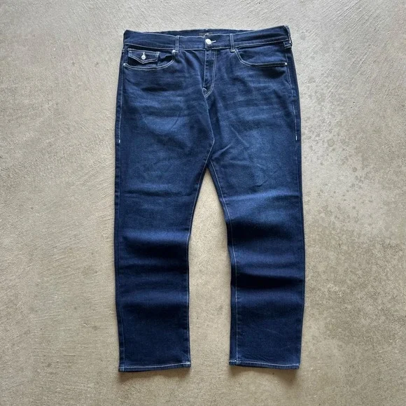 True Religion Jeans Size 40x32 Blue Dark Wash Denim Geno Relaxed Slim Flap Pocke