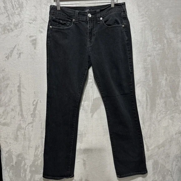 True Religion Ricky‎ Relaxed Straight Black Dark Wash Denim Jeans Men's Size 32