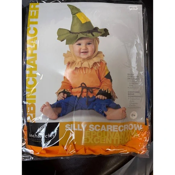 InCharacter Silly Scarecrow Baby Costume 12-18 Months Orange Blue Halloween 6086